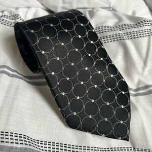 EUC Pierre Cardin Black and Purple Patterned Tie 100% Silk